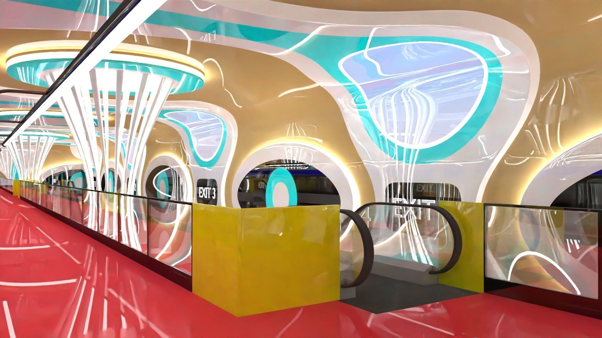 Sci-fi maglev station with train 3D model_15