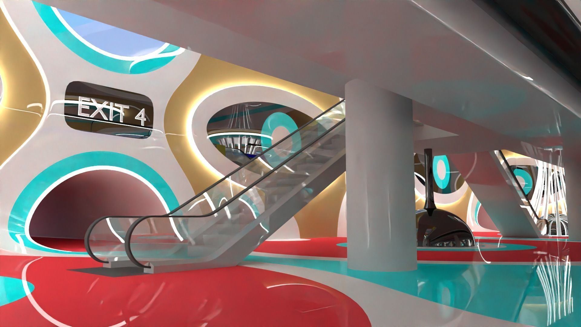 Sci-fi maglev station with train 3D model_12