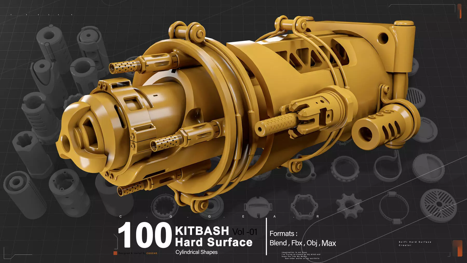 Hard Surface Kitbash Vol 01 3D model_0