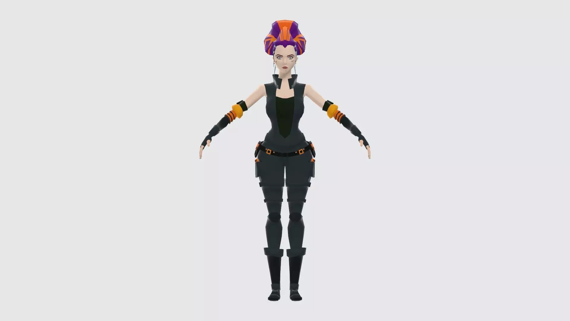 3D model Midpoly Cyberpunk Female Character 01 VR / AR / low-poly ...