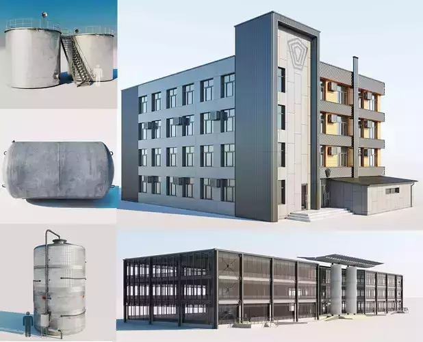 Industrial building  and Office building and Capacities 3D Model Collection