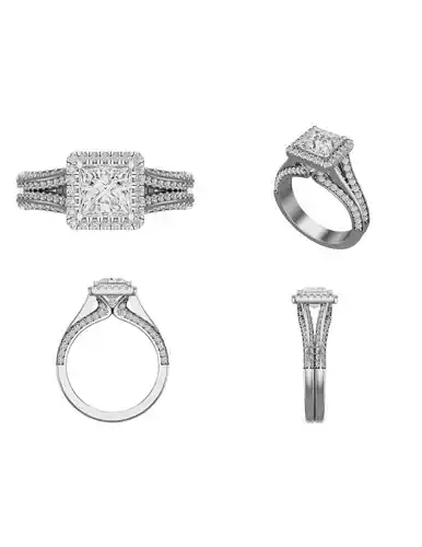 Princess cut halo ring