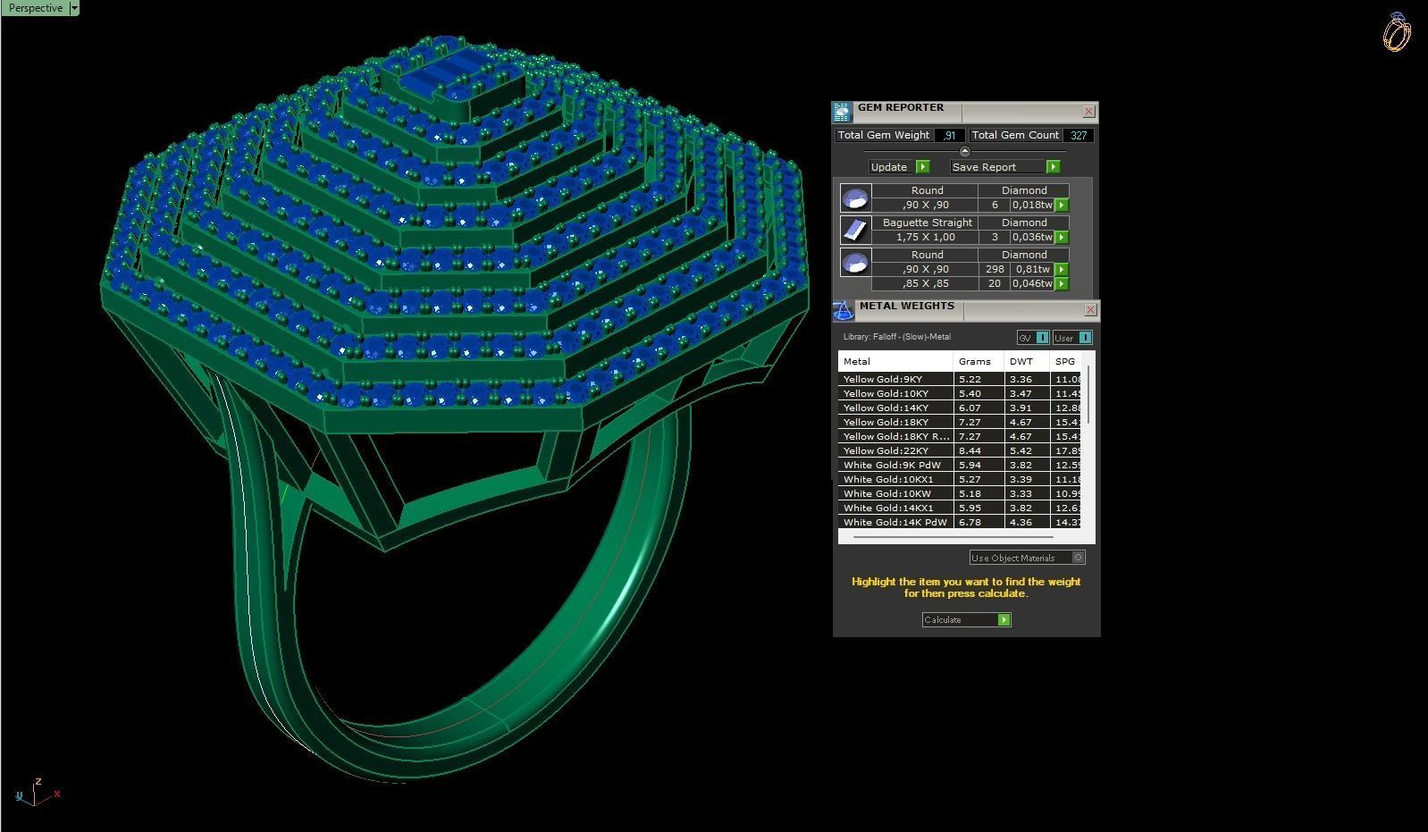  Classic Six Row Stone Ring 3D print model_2