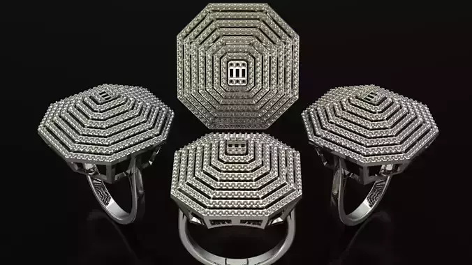  Classic Six Row Stone Ring