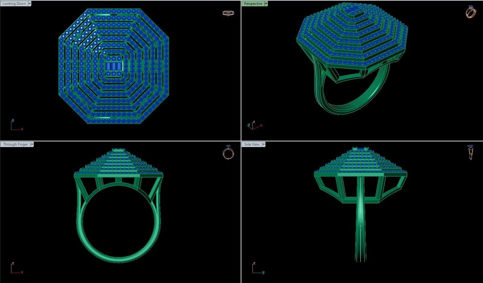  Classic Six Row Stone Ring 3D print model_1