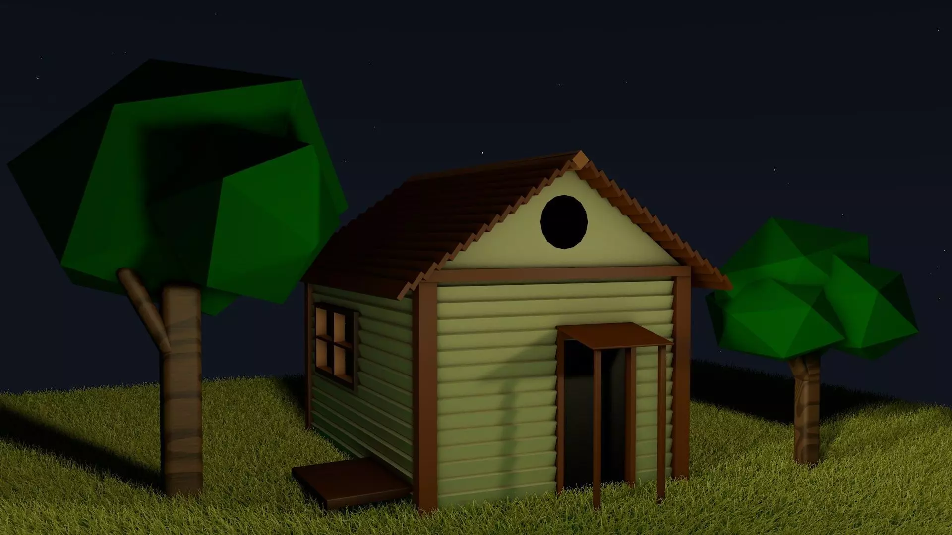 Low Poly Minimalistic House Free low-poly 3D model_0