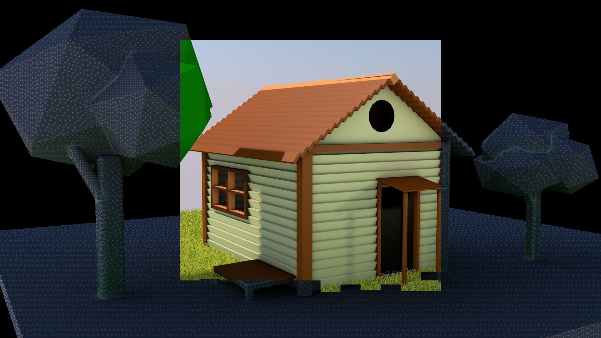 Low Poly Minimalistic House Free low-poly 3D model_2