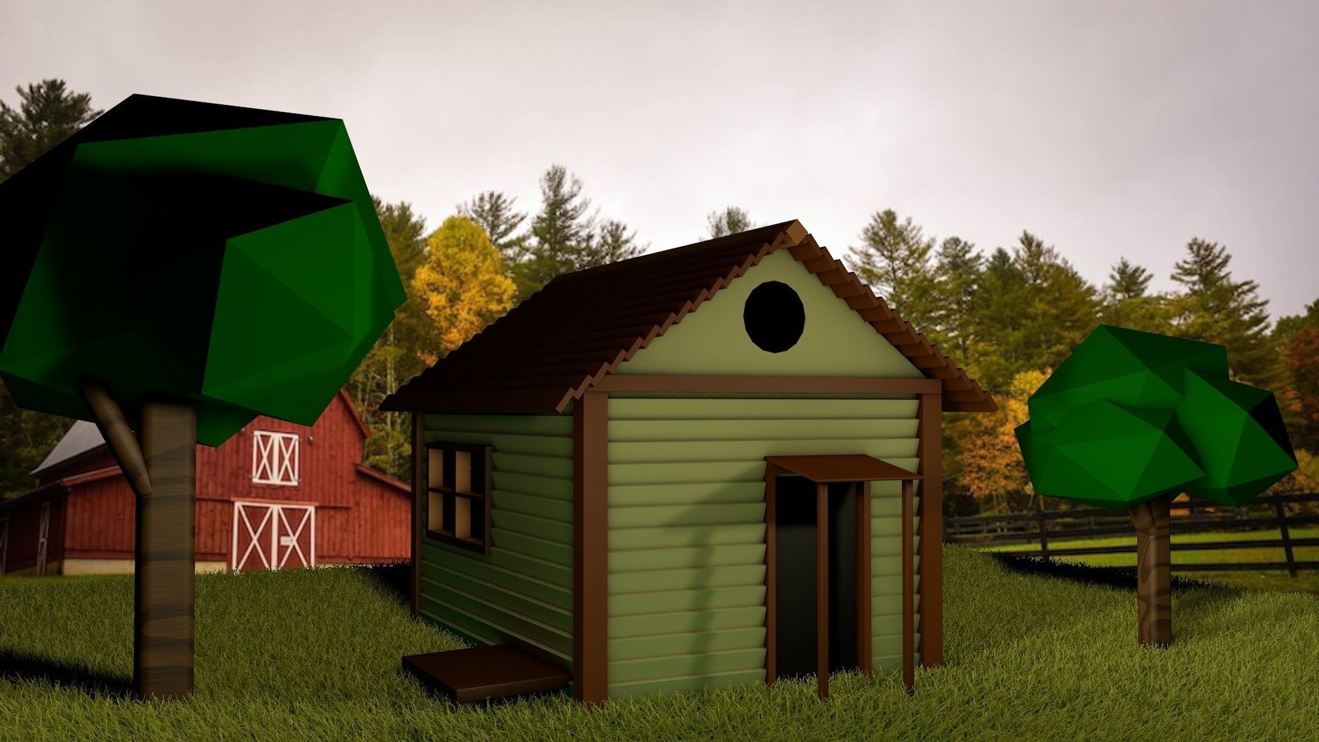 Low Poly Minimalistic House Free low-poly 3D model_3