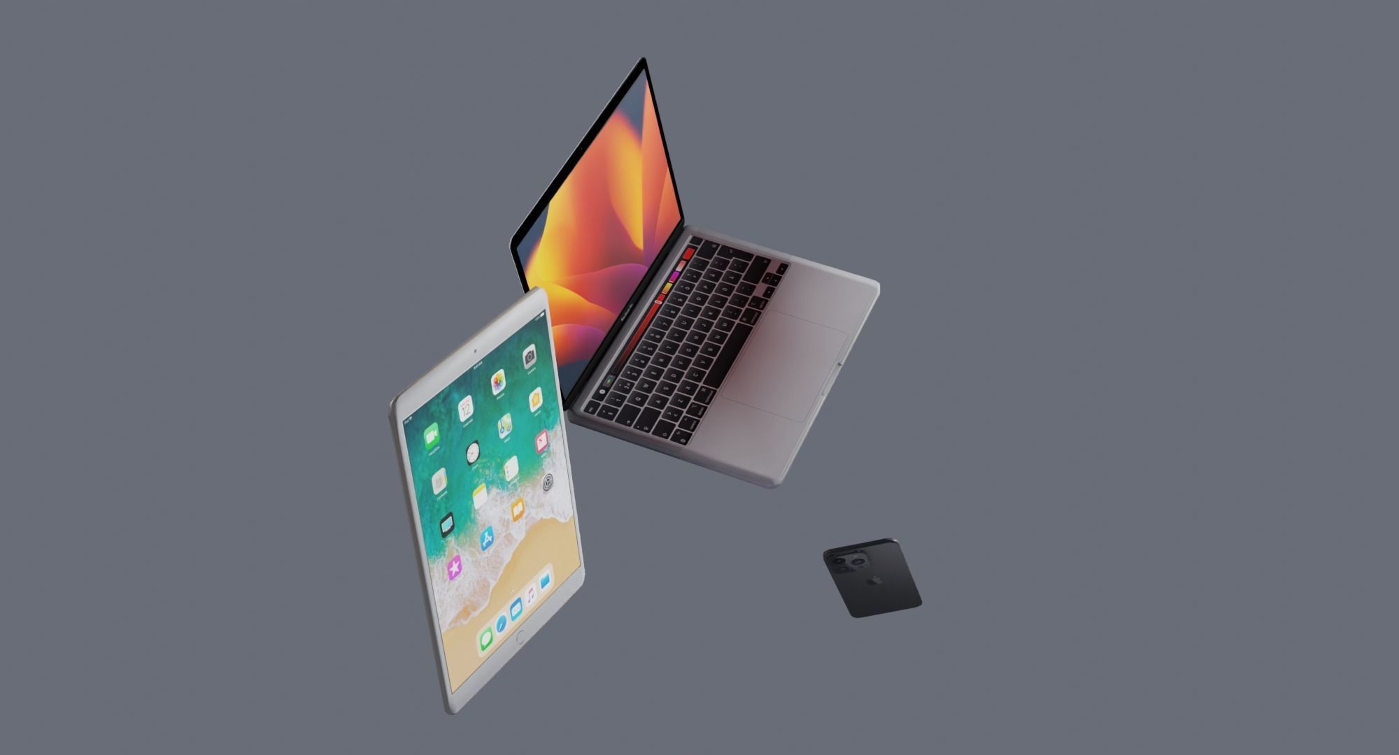 Low Poly Apple Products Iphone - Macbook - Ipad Low-poly 3D model_8