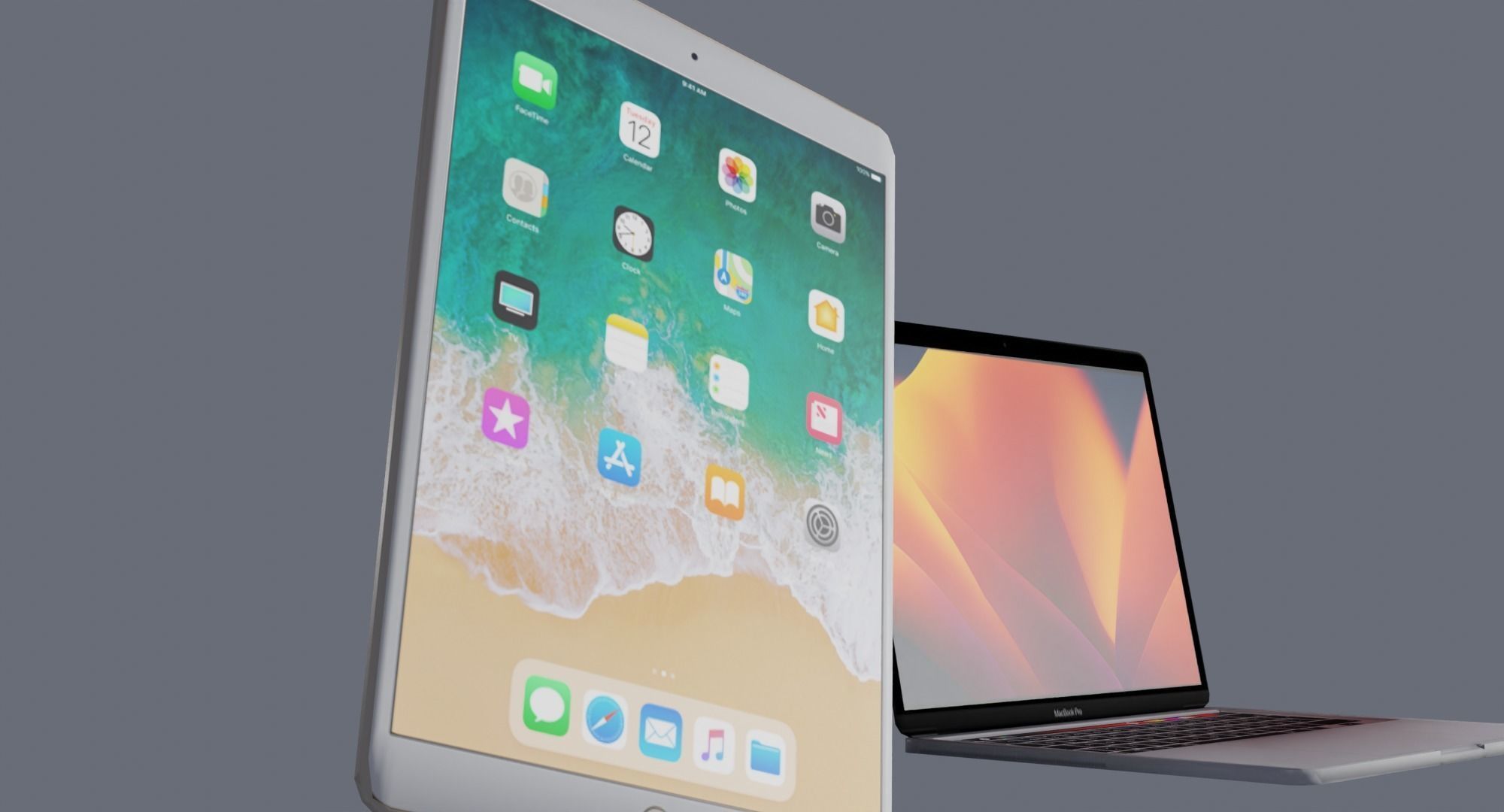 Low Poly Apple Products Iphone - Macbook - Ipad Low-poly 3D model_5