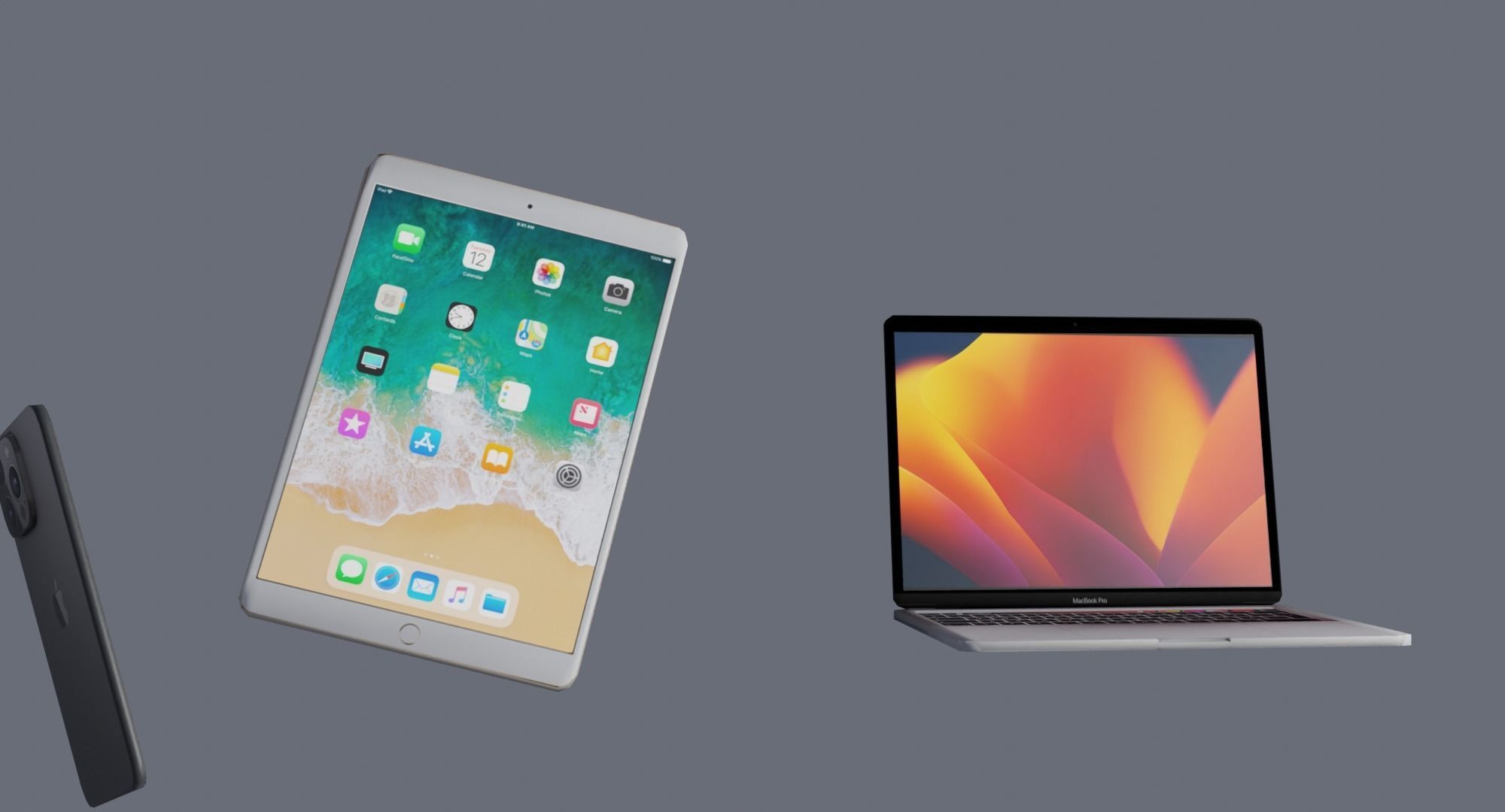 Low Poly Apple Products Iphone - Macbook - Ipad Low-poly 3D model_2