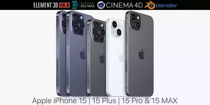 Apple iPhone 15 and 15 Plus and 15 Pro and 15 Pro MAX  3D model