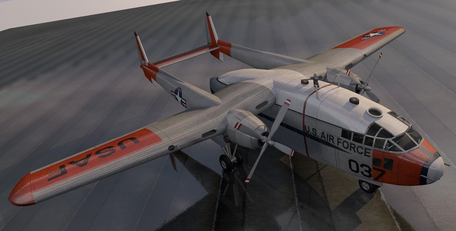 Fairchild C-119 Flying Boxcar 3D model_7