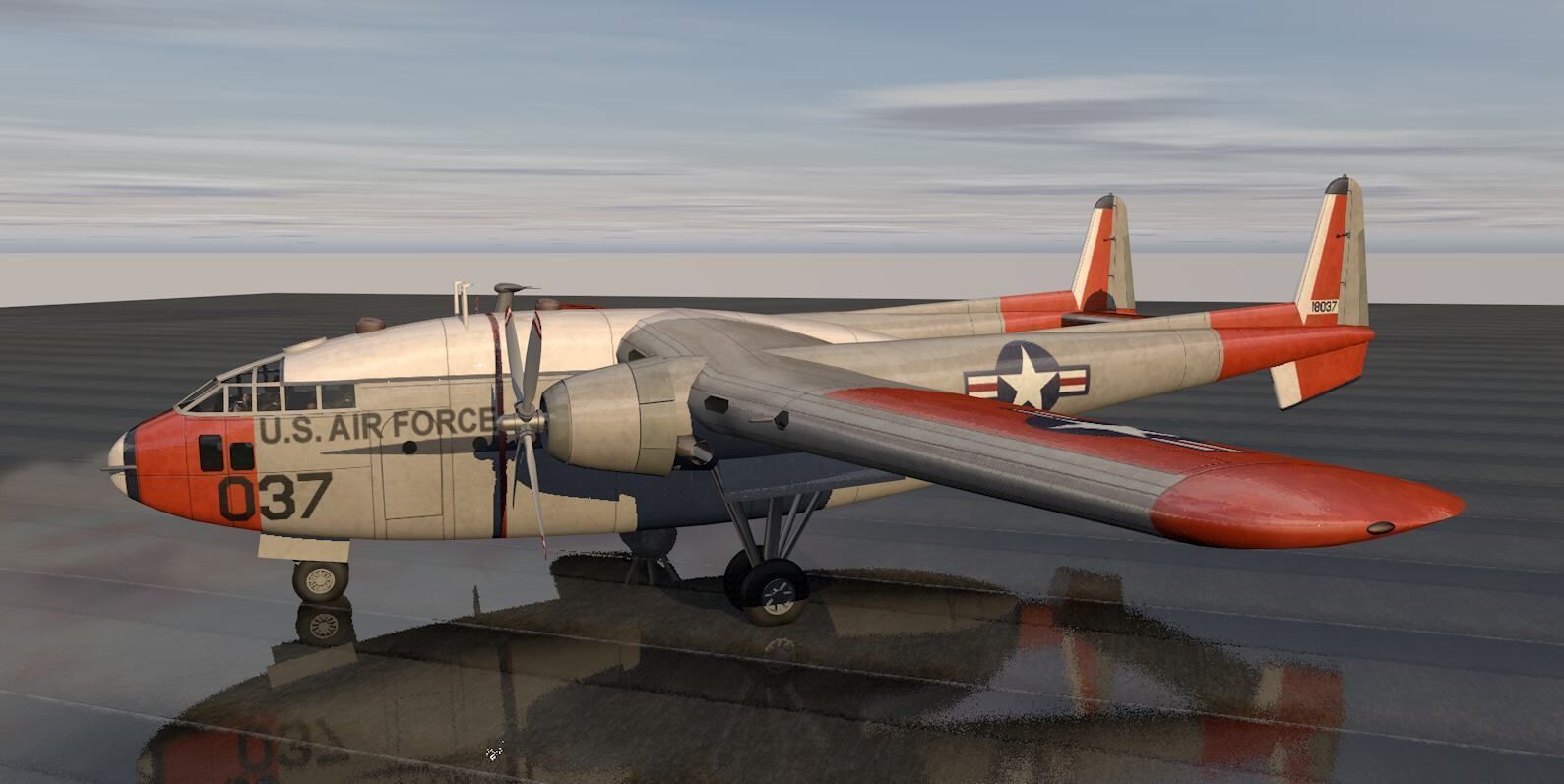 Fairchild C-119 Flying Boxcar 3D model_4