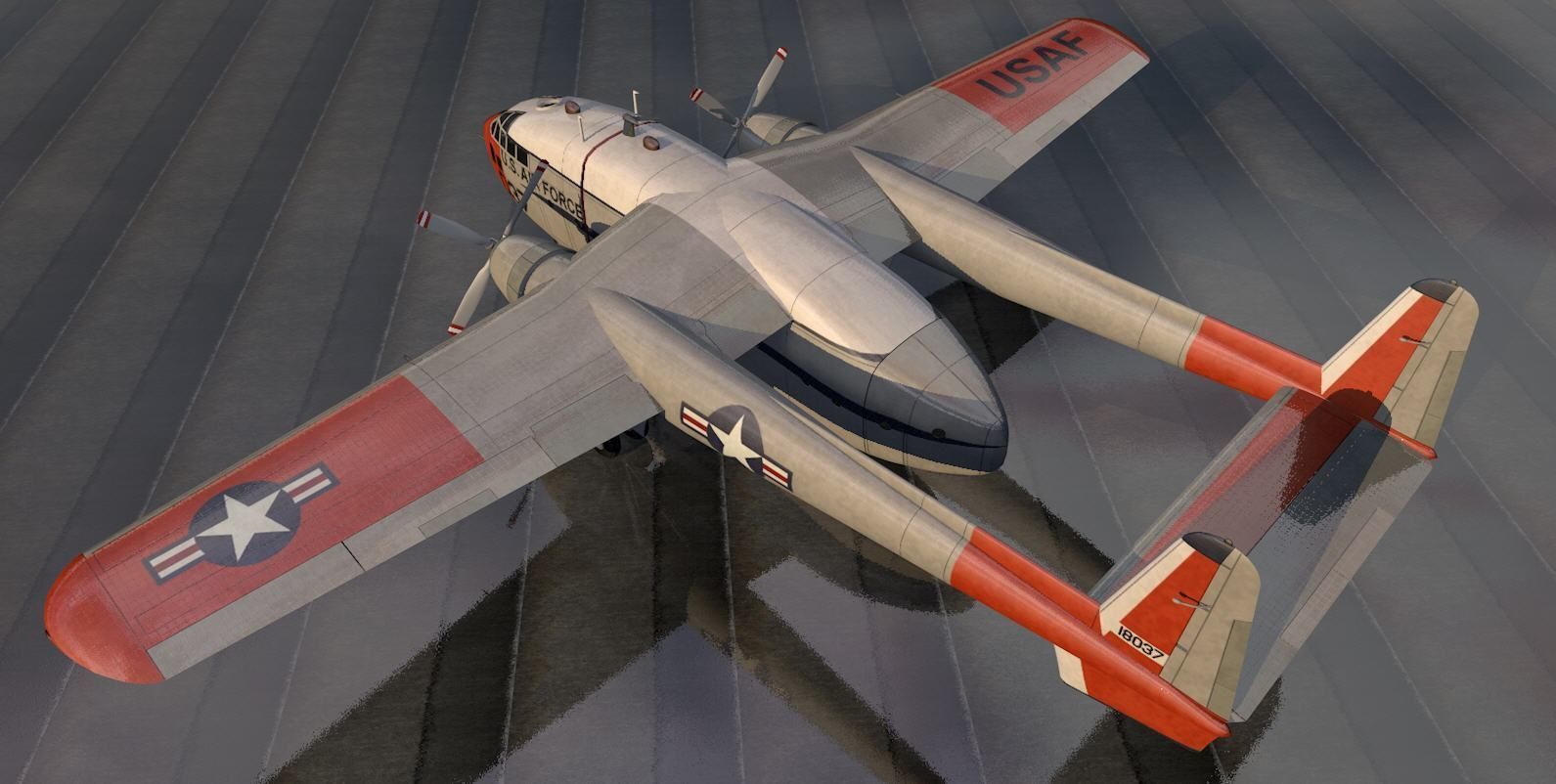 Fairchild C-119 Flying Boxcar 3D model_2