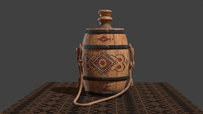 Wooden moldavian flask PBR low-poly Free low-poly 3D model