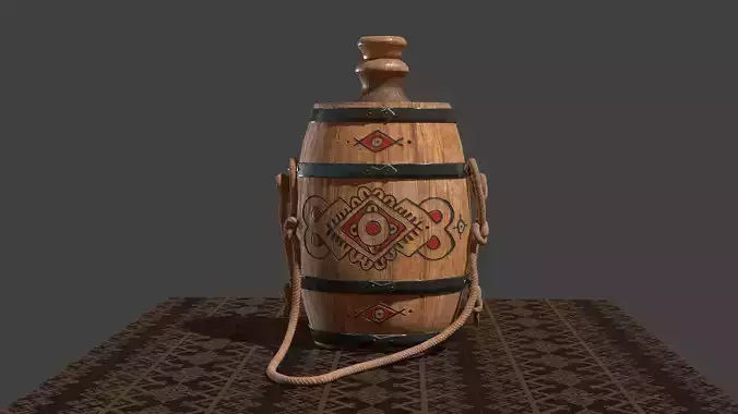 Wooden moldavian flask PBR low-poly