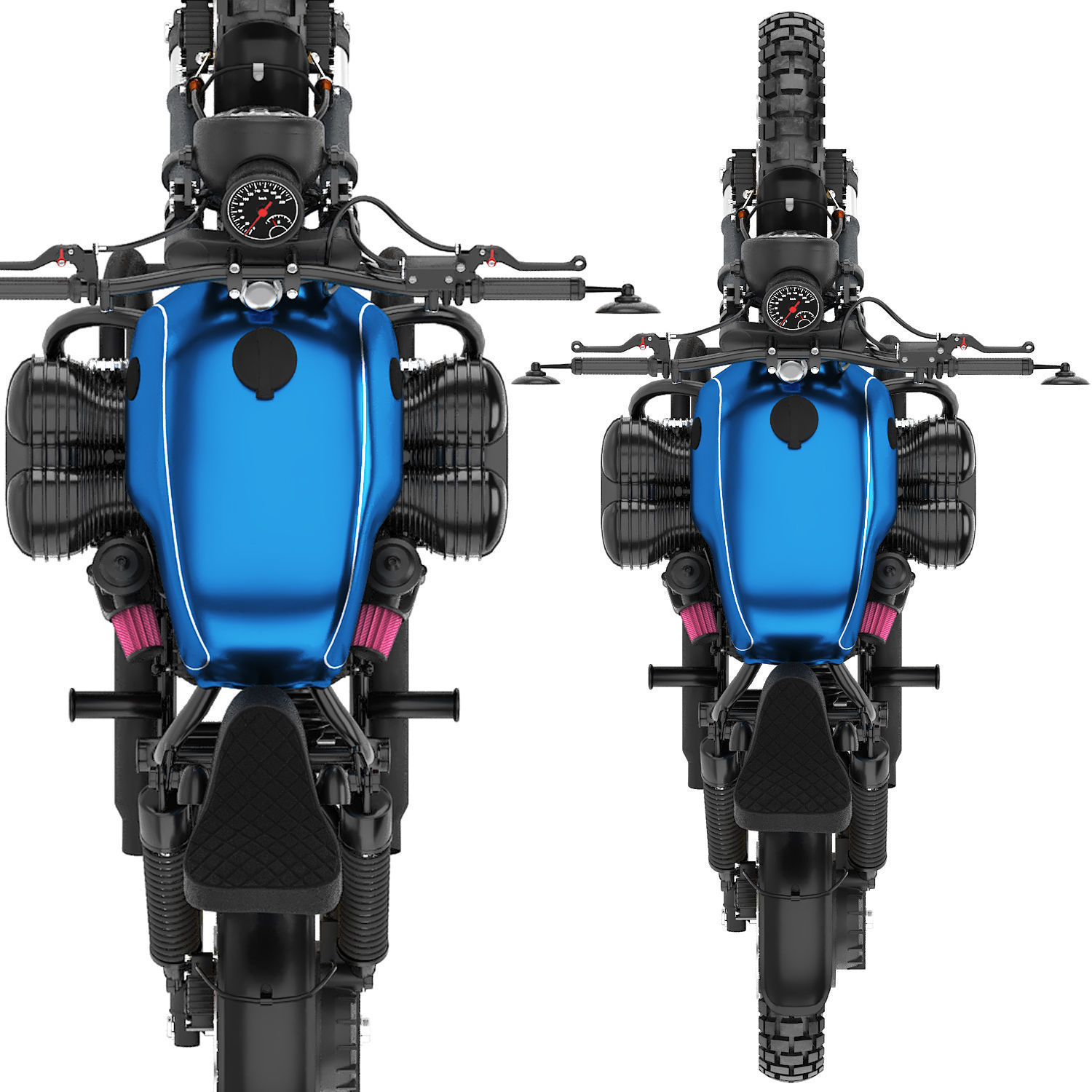 blue motorcycle 3D model_4