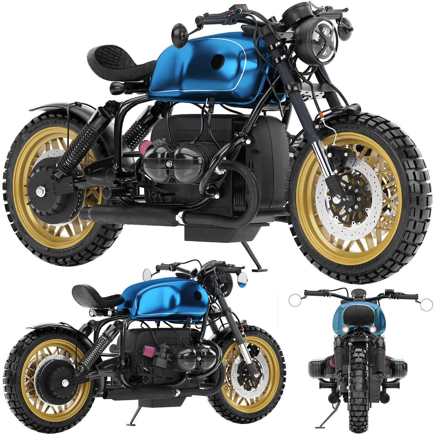 blue motorcycle 3D model_1