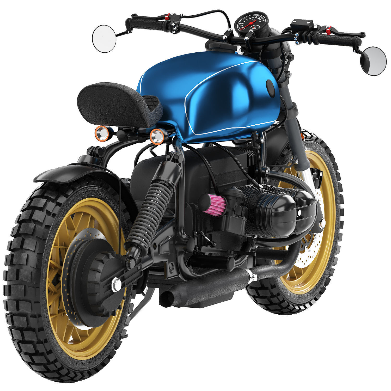 blue motorcycle 3D model_5