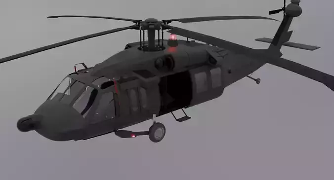 Black Hawk Helicopter with Full Interior Low-poly 3D model