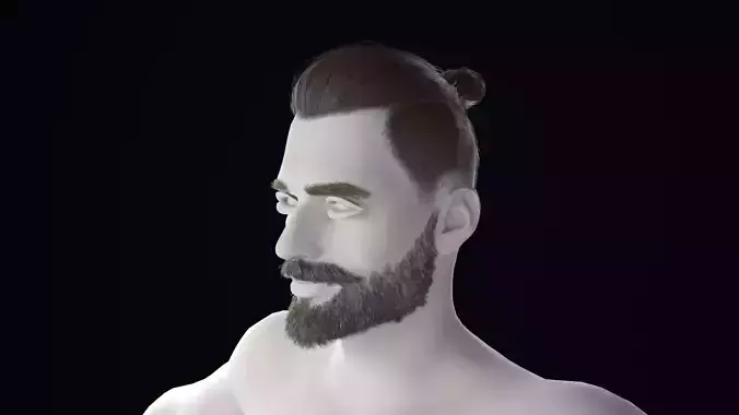 Realistic Male Hair Low-poly 3D model
