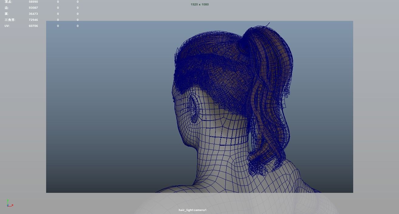 Realistic Male Hair Low-poly 3D model_8