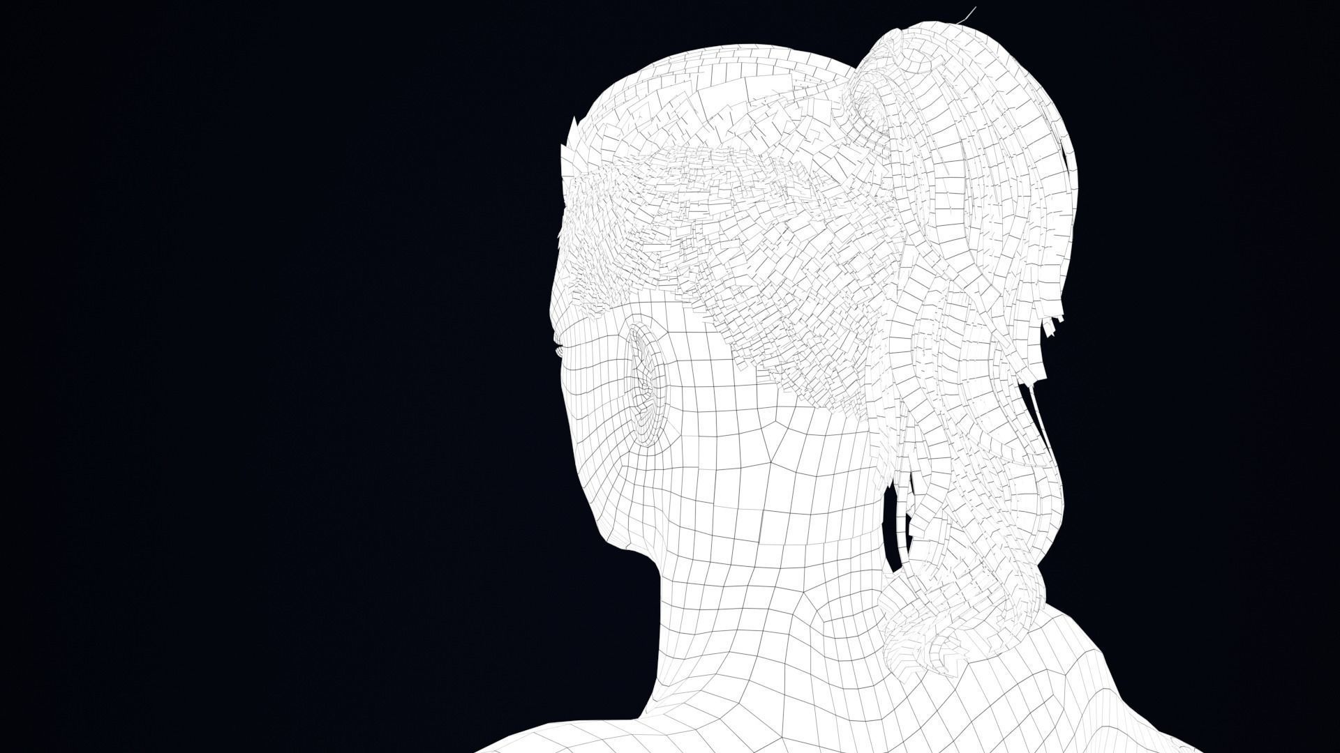 Realistic Male Hair Low-poly 3D model_5