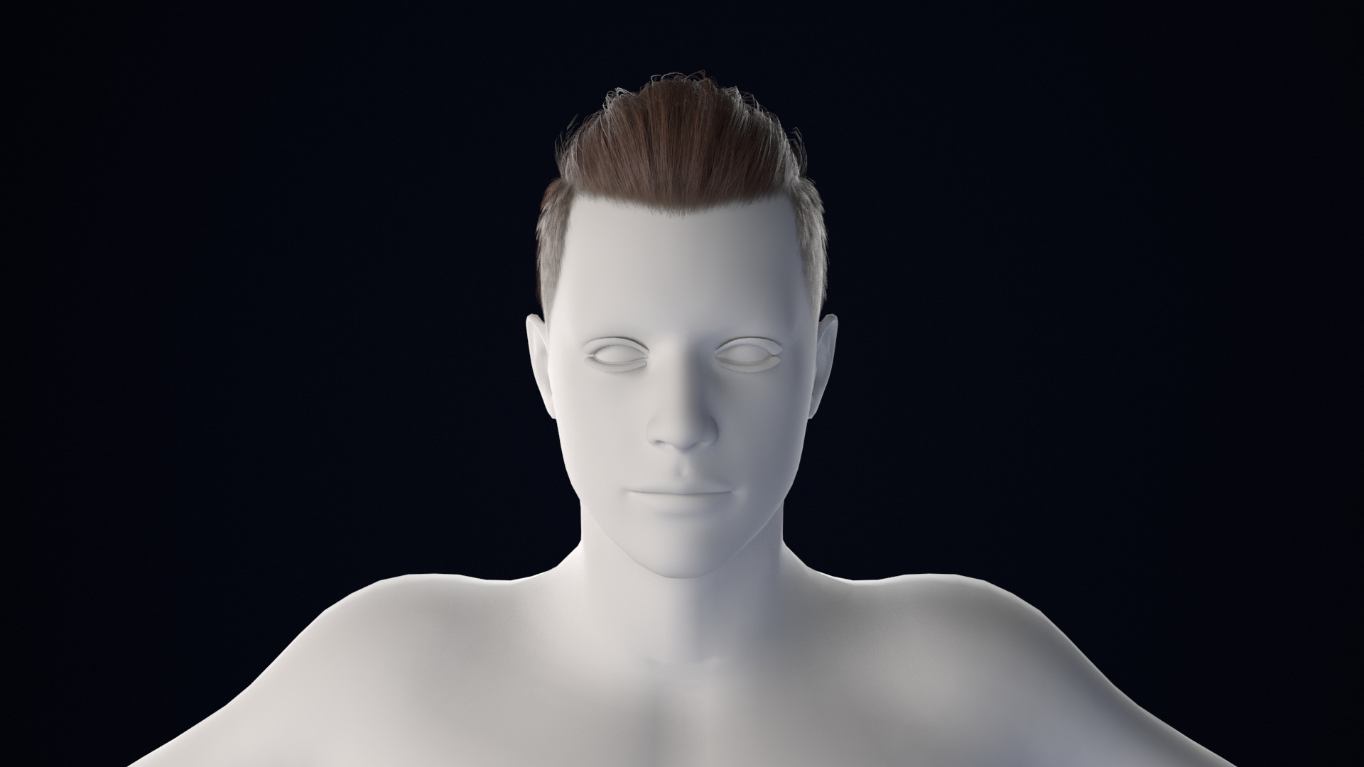 Realistic Male Hair Low-poly 3D model_1