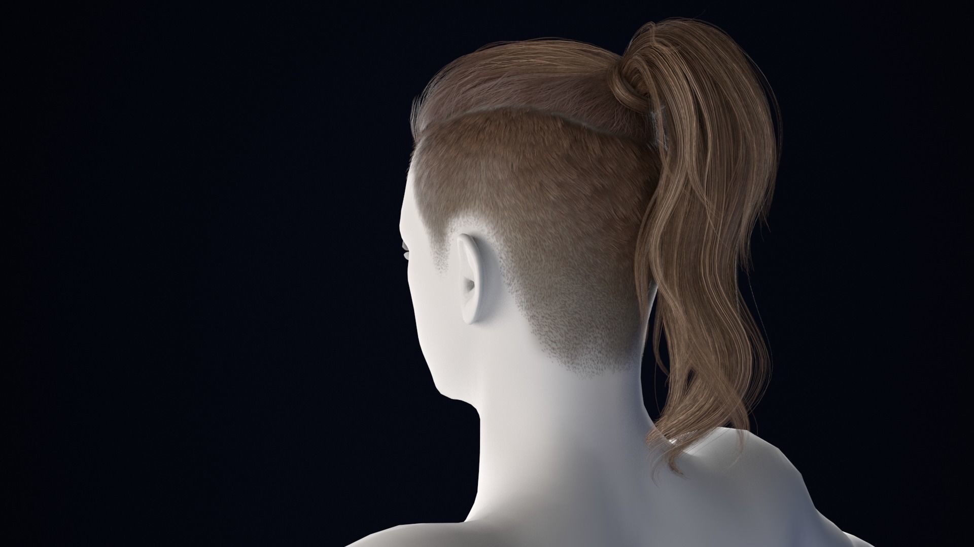 Realistic Male Hair Low-poly 3D model_2