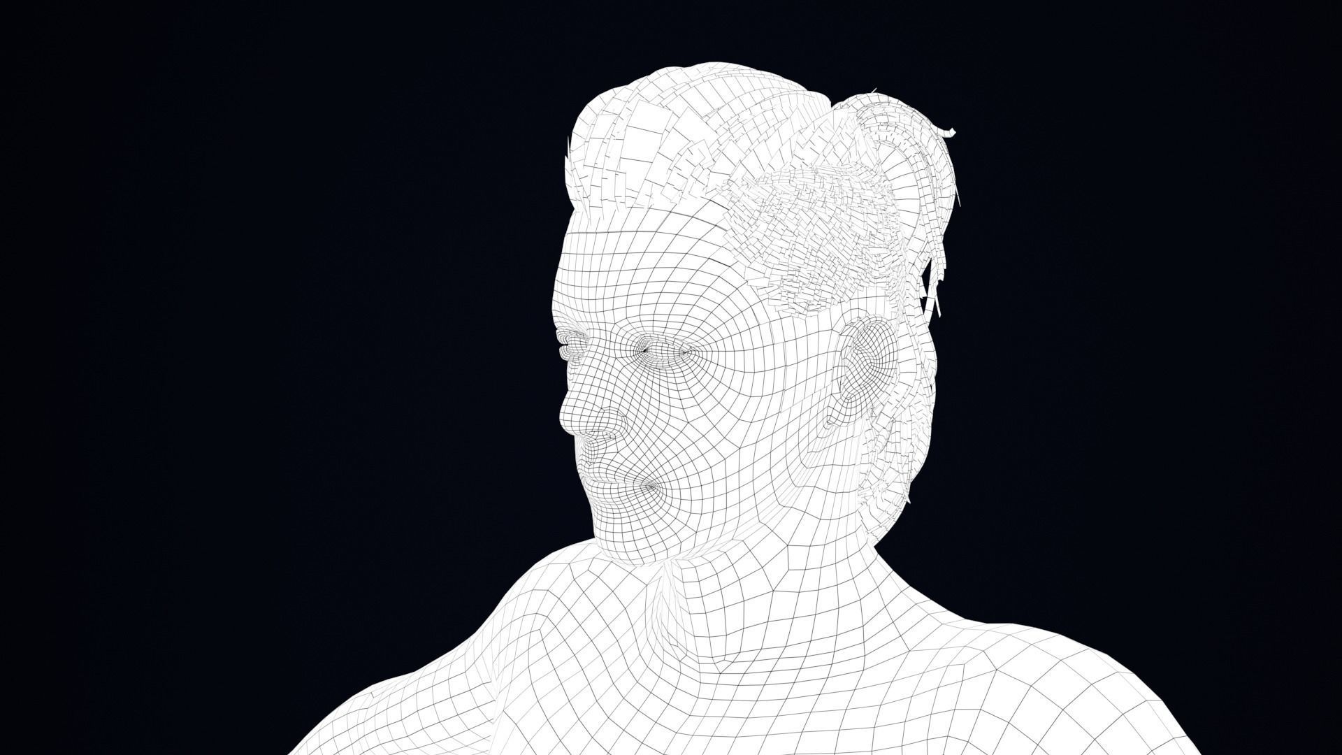 Realistic Male Hair Low-poly 3D model_4