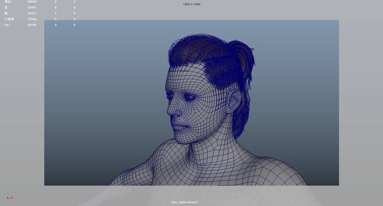 Realistic Male Hair Low-poly 3D model_7