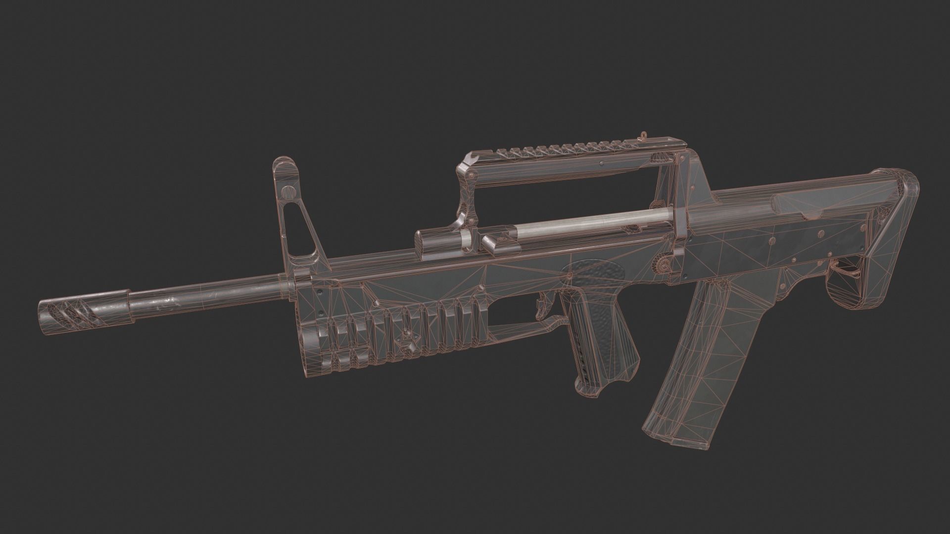 A-91 Bullpup Rifle Low-poly 3D model_4