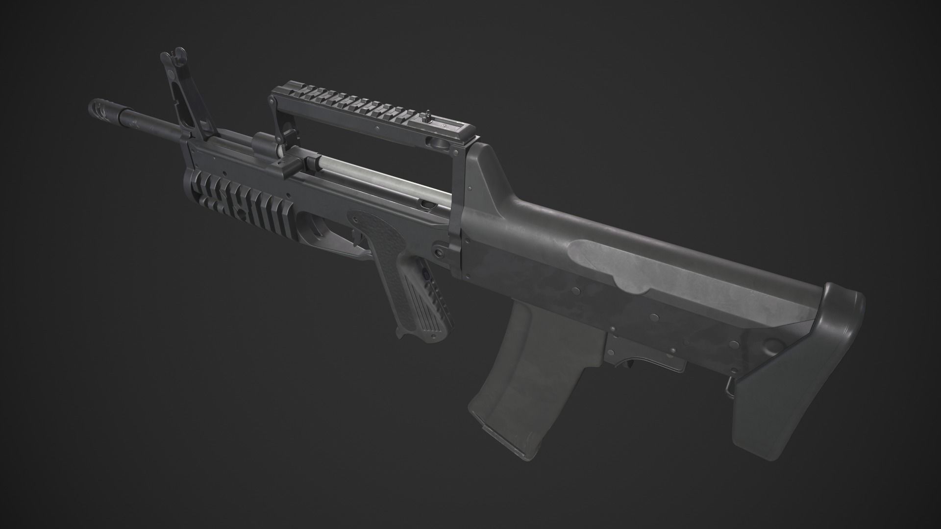A-91 Bullpup Rifle Low-poly 3D model_7