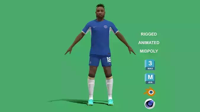 3D Rigged Christopher Nkunku Chelsea 2024 3D model