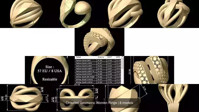 Chiseled Geometric Women Rings