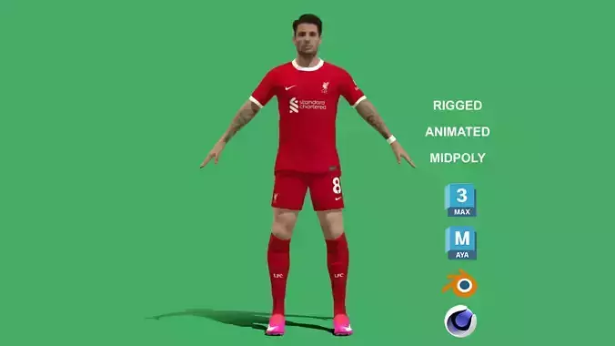 3D Rigged Dominik Szoboszlai Liverpool 2024 3D model