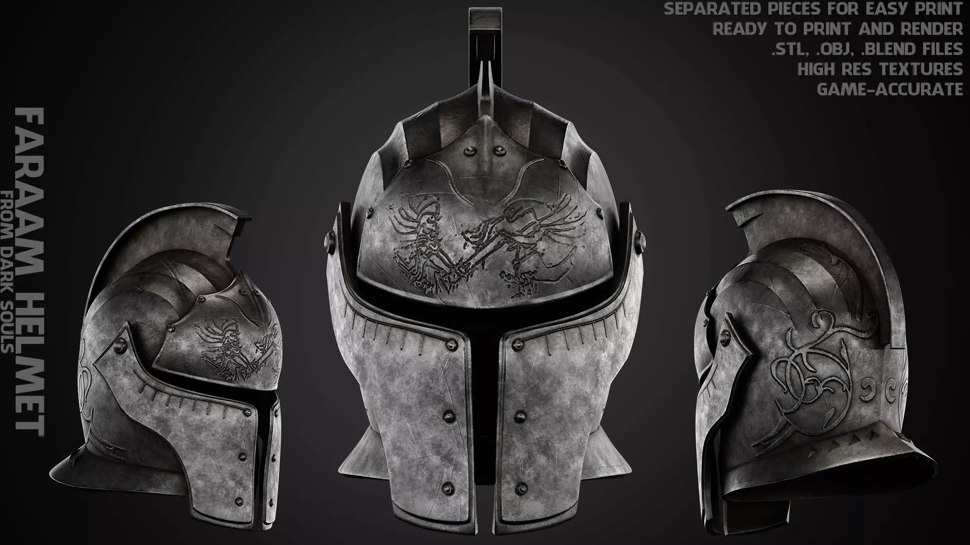 Dark Souls Faraam Helmet for Cosplay 3D print model_0