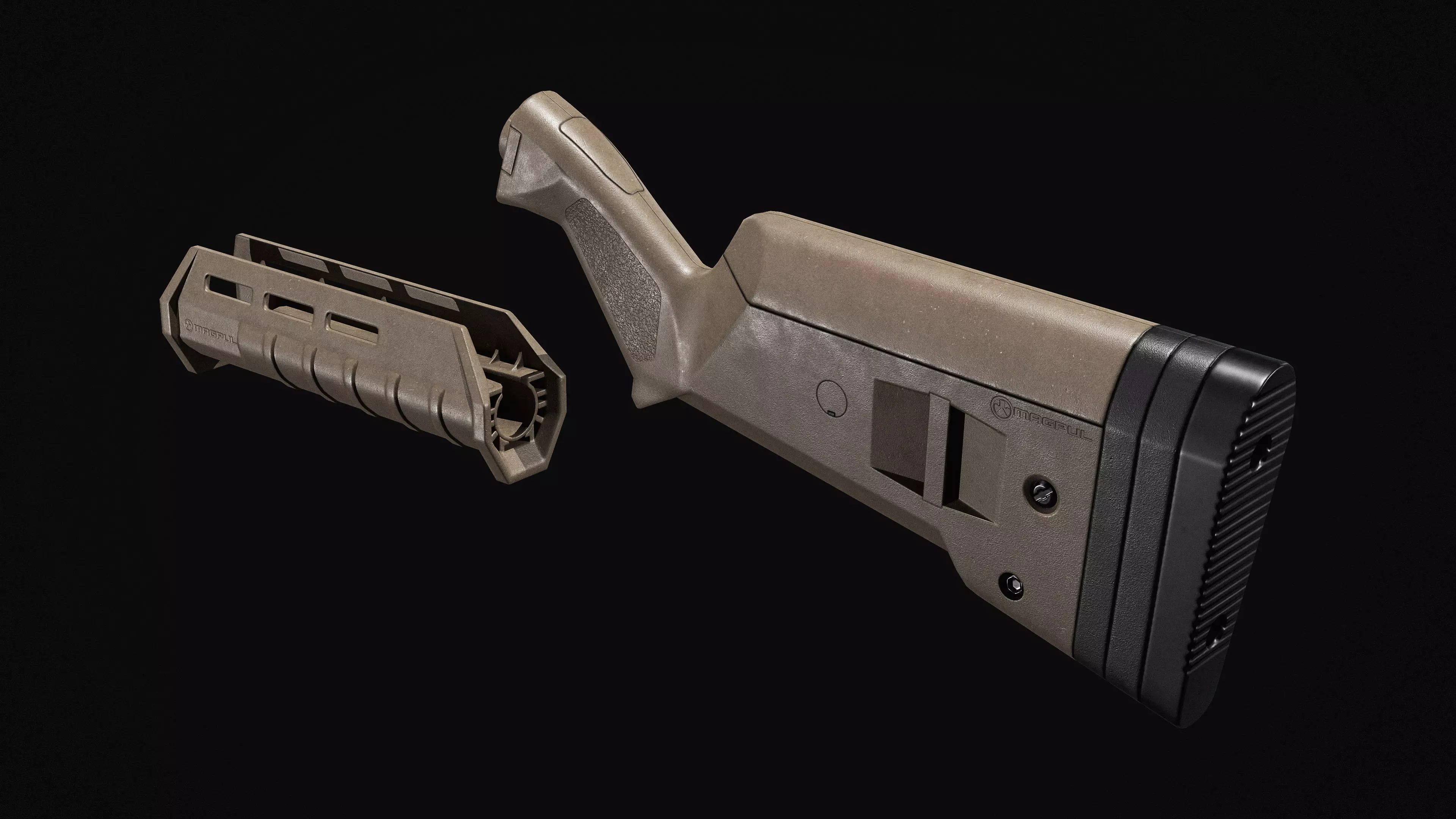 Magpul Stock and Forend for Remington 870 3D model_0
