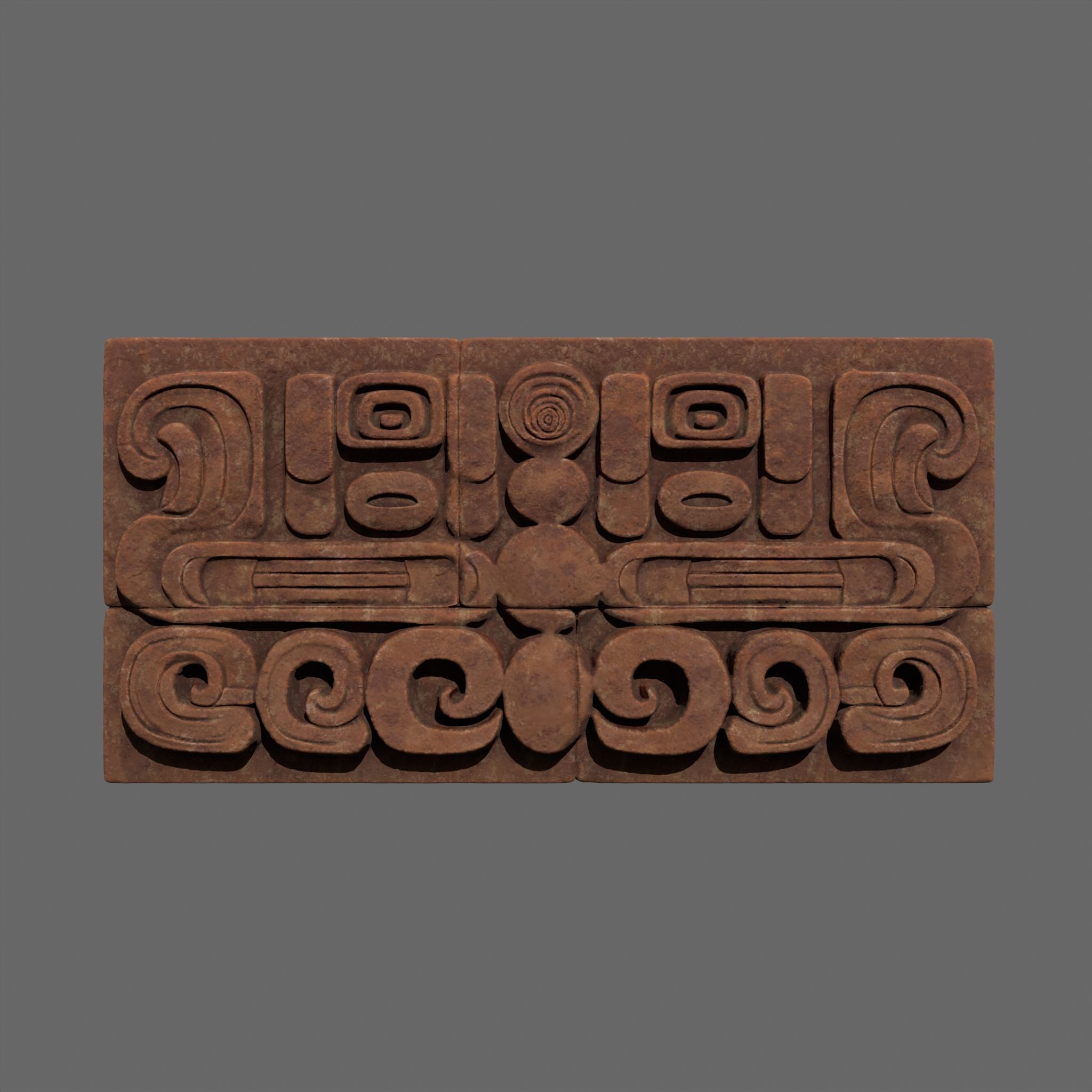 Low poly Yellow Mayan Temple Wall 230731 Low-poly 3D model_23