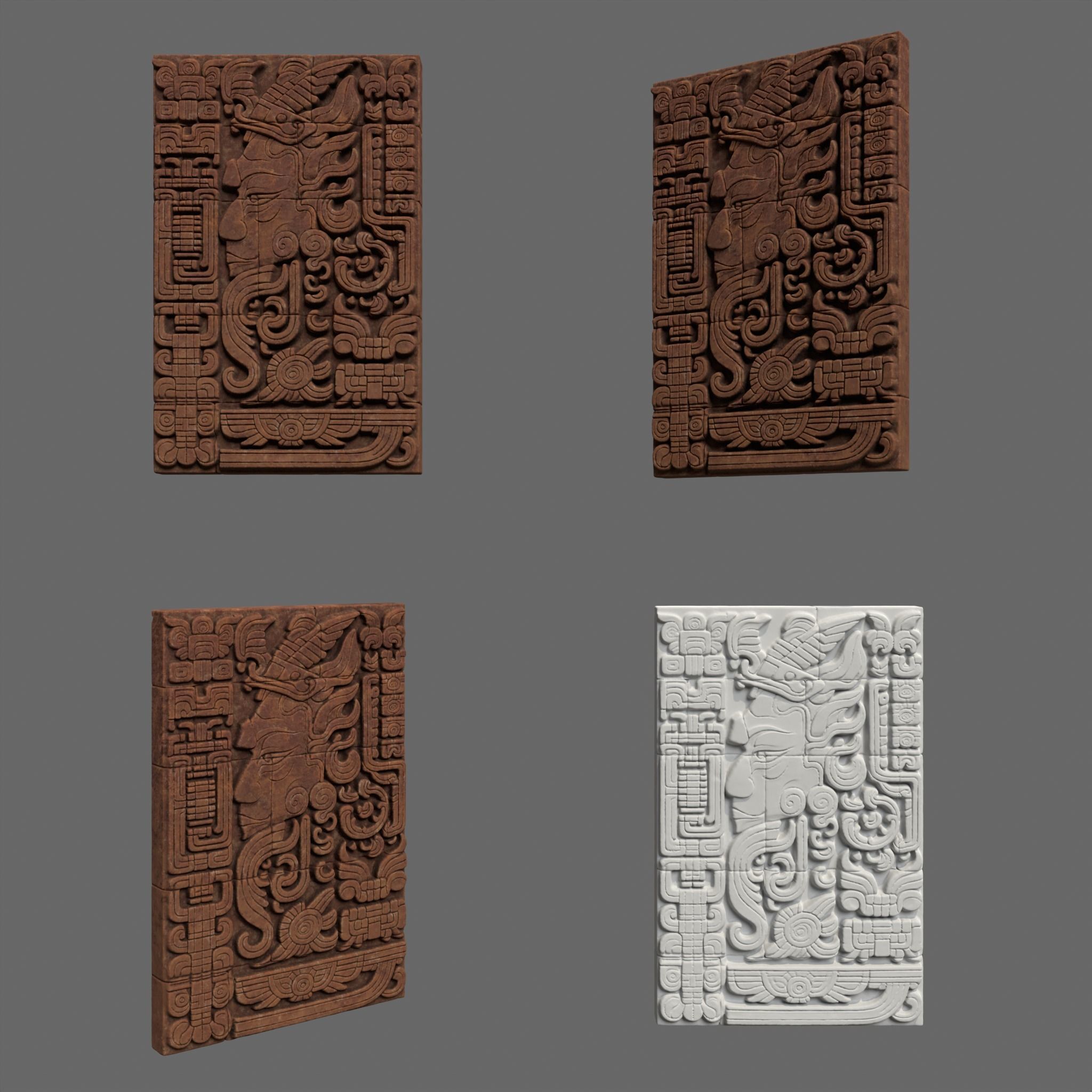 Low poly Yellow Mayan Temple Wall 230731 Low-poly 3D model_16