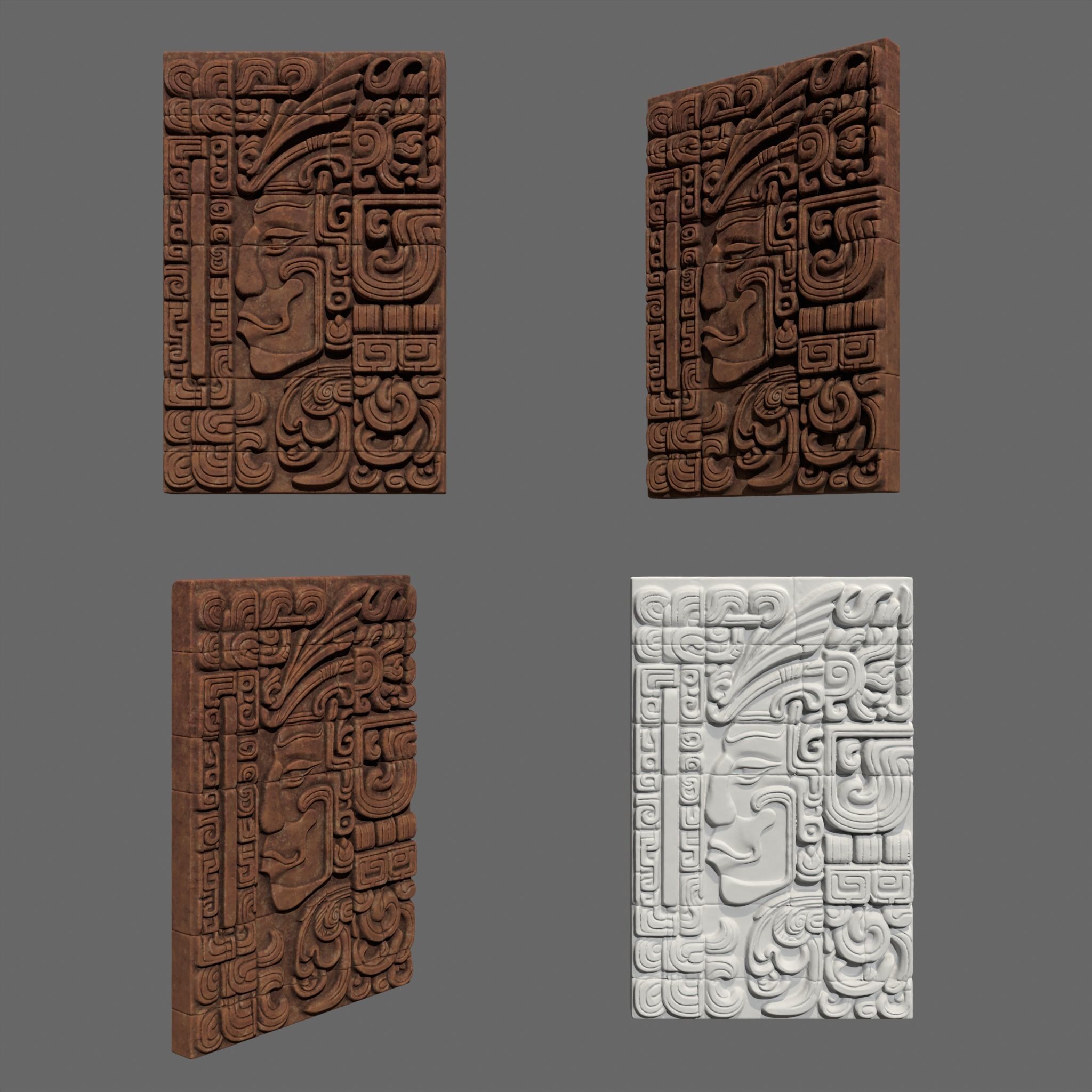 Low poly Yellow Mayan Temple Wall 230731 Low-poly 3D model_20