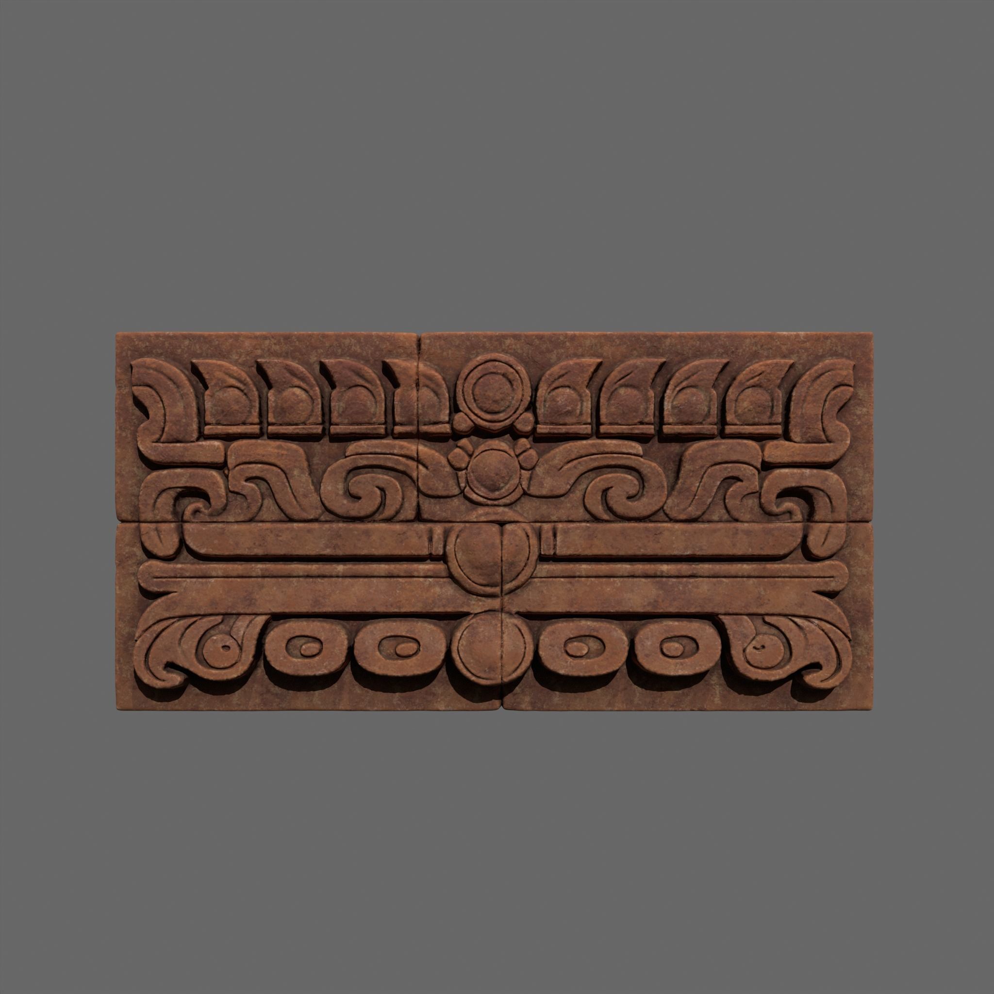 Low poly Yellow Mayan Temple Wall 230731 Low-poly 3D model_21