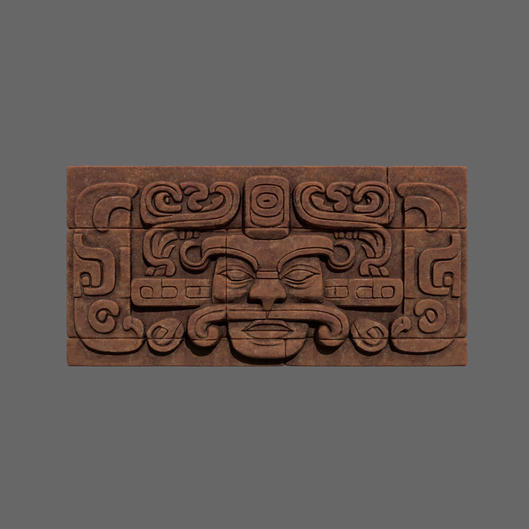 Low poly Yellow Mayan Temple Wall 230731 Low-poly 3D model_25