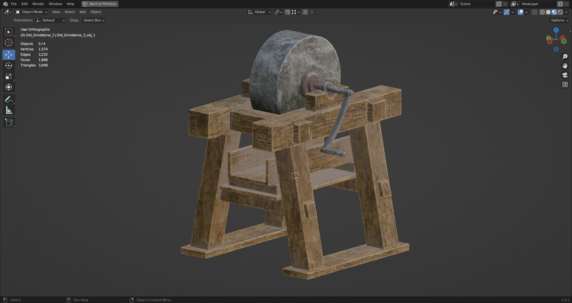 Old Grindstone 3  Low-poly 3D model_17