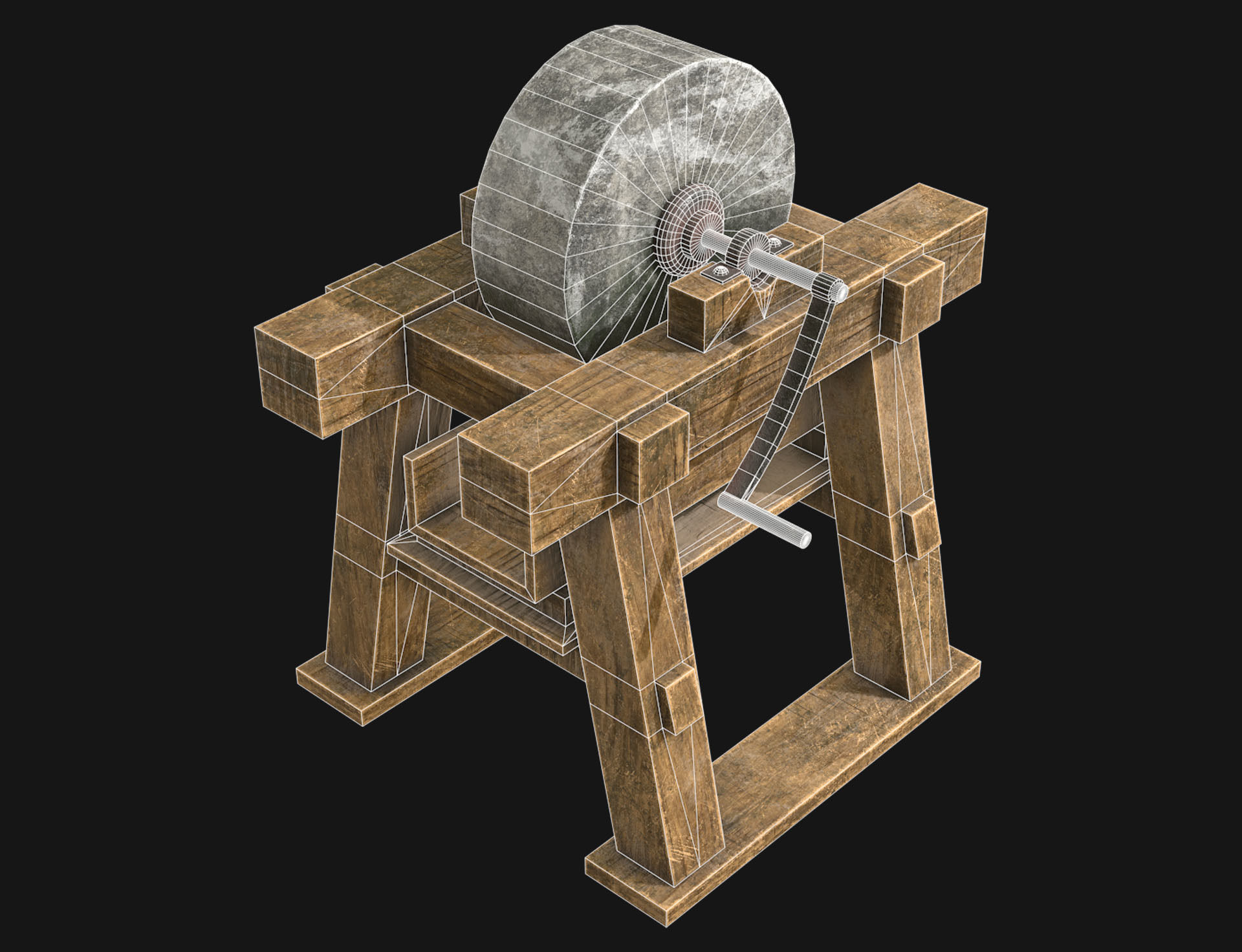 Old Grindstone 3  Low-poly 3D model_8