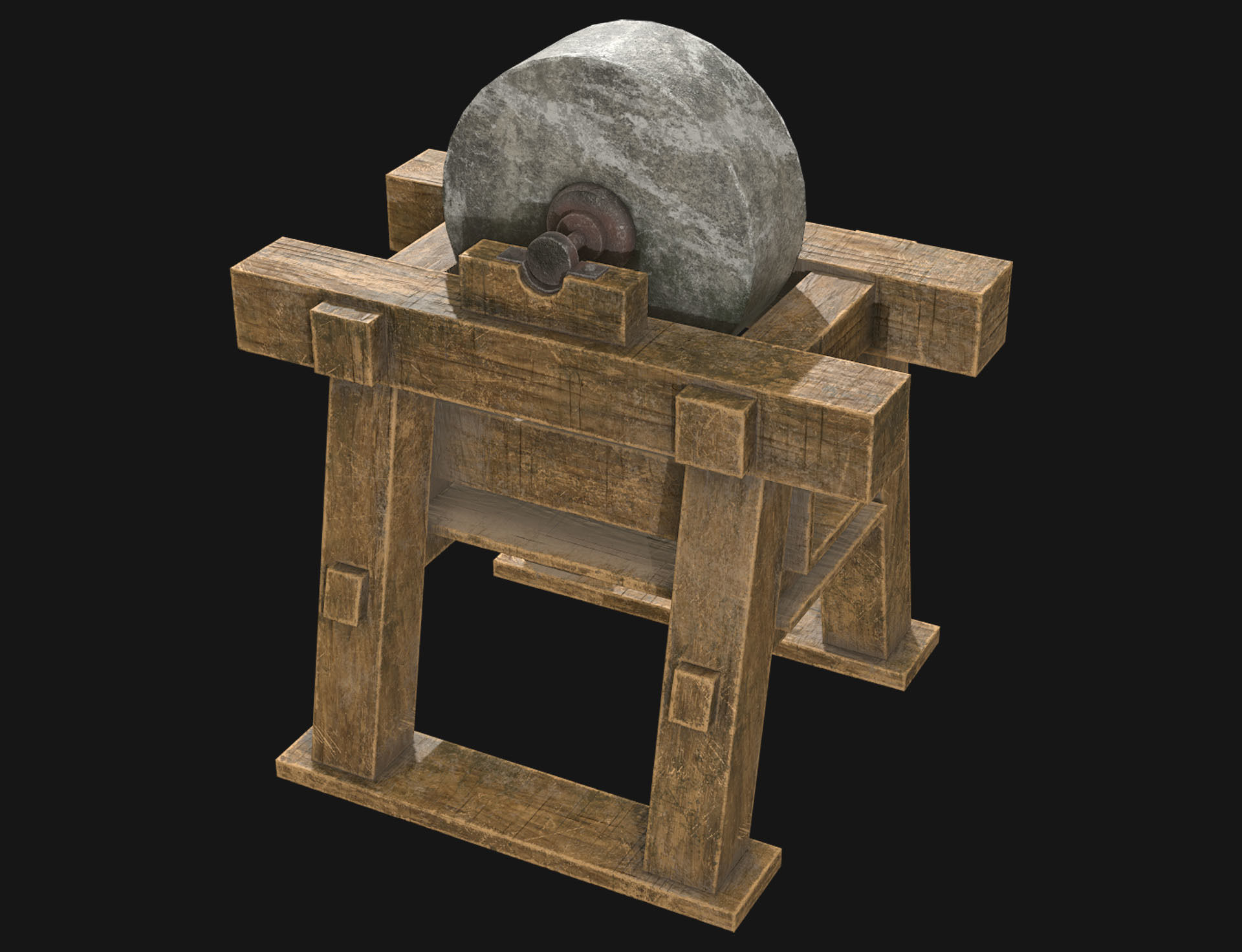 Old Grindstone 3  Low-poly 3D model_3