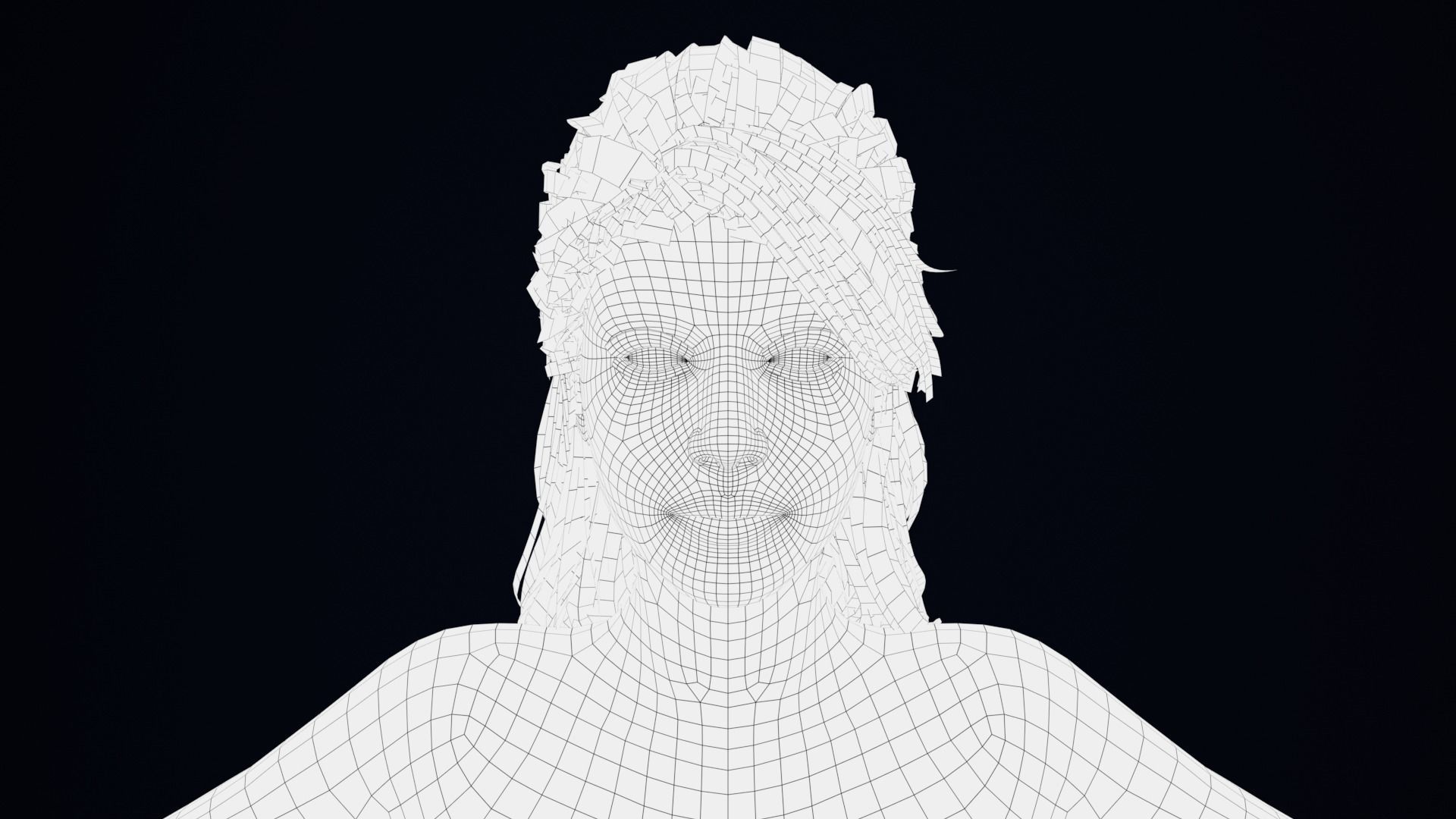 Realistic Female Hair Low-poly 3D model_4