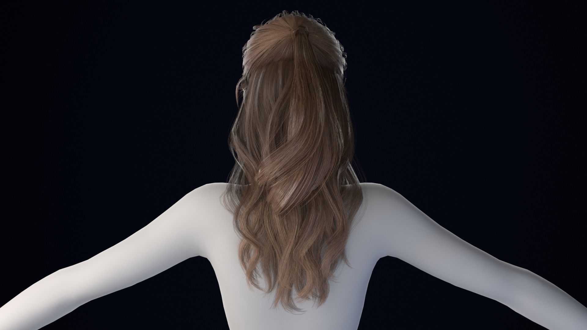Realistic Female Hair Low-poly 3D model_3