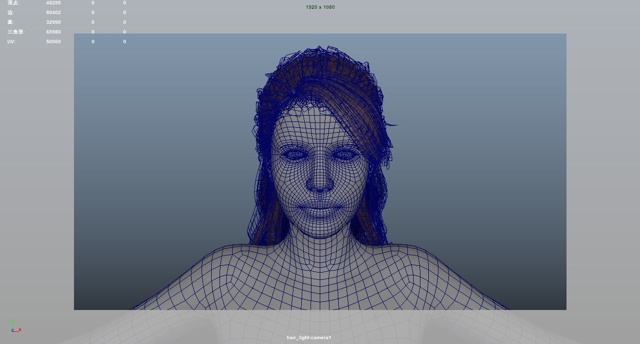 Realistic Female Hair Low-poly 3D model_7